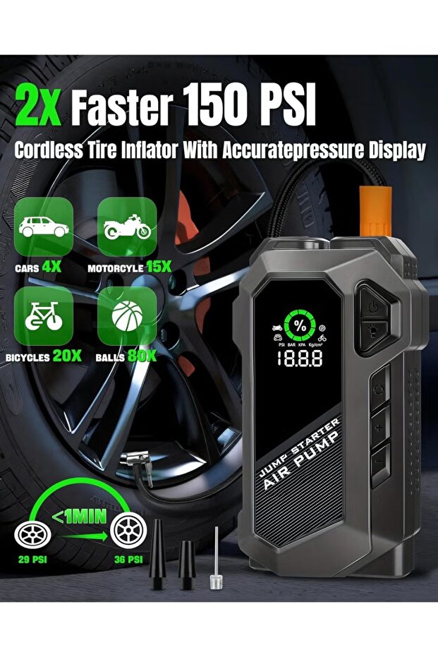 Multi-Function Car Starter with Fast Emergency Charging, Built-in Car Air Pump, and Powerful Int - 3