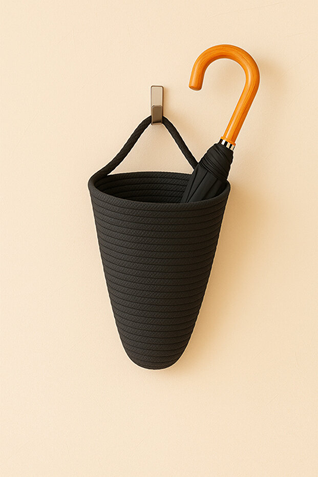 Wallnest Rope Wall Hanging Basket Umbrella Holder Decorative Wall Organizer Basket