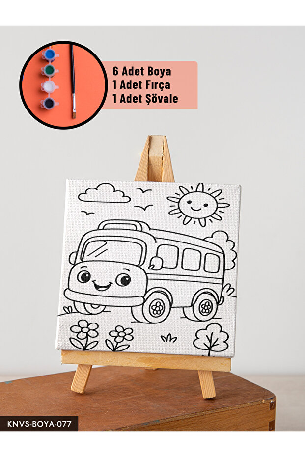Canvas Painting Set with Easel Includes Easel, Brush, Paint