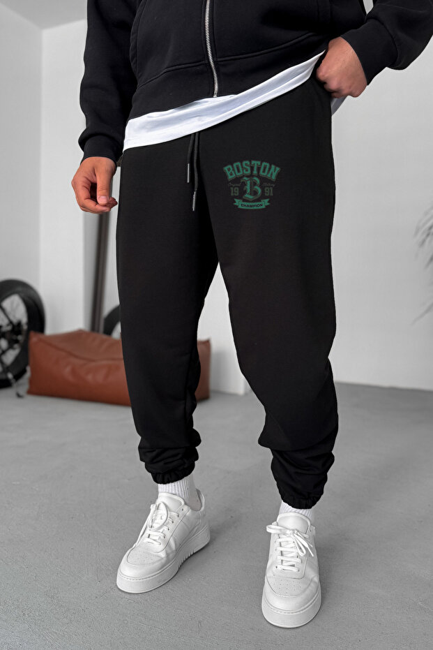 Men's Winter Boston Printed Fleece-Lined Underpants with Elasticated Legs