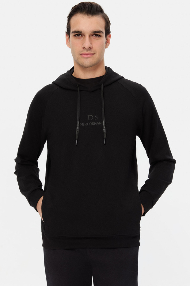 Ds Damat Regular Fit Black Plain Sweatshirt