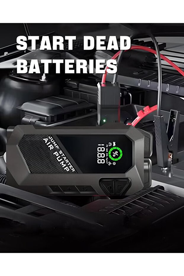 Multi-Function Car Starter with Fast Emergency Charging, Built-in Car Air Pump, and Powerful Int - 6