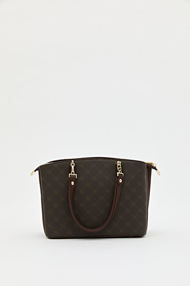 Monogram Shopper Çanta Kahve - 4