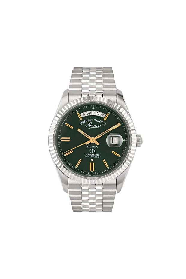 West End Men's Silver Tone Case Green Dial Automatic Watch