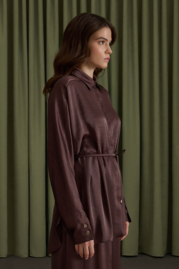 Saten Dökümlü Bluz - 1