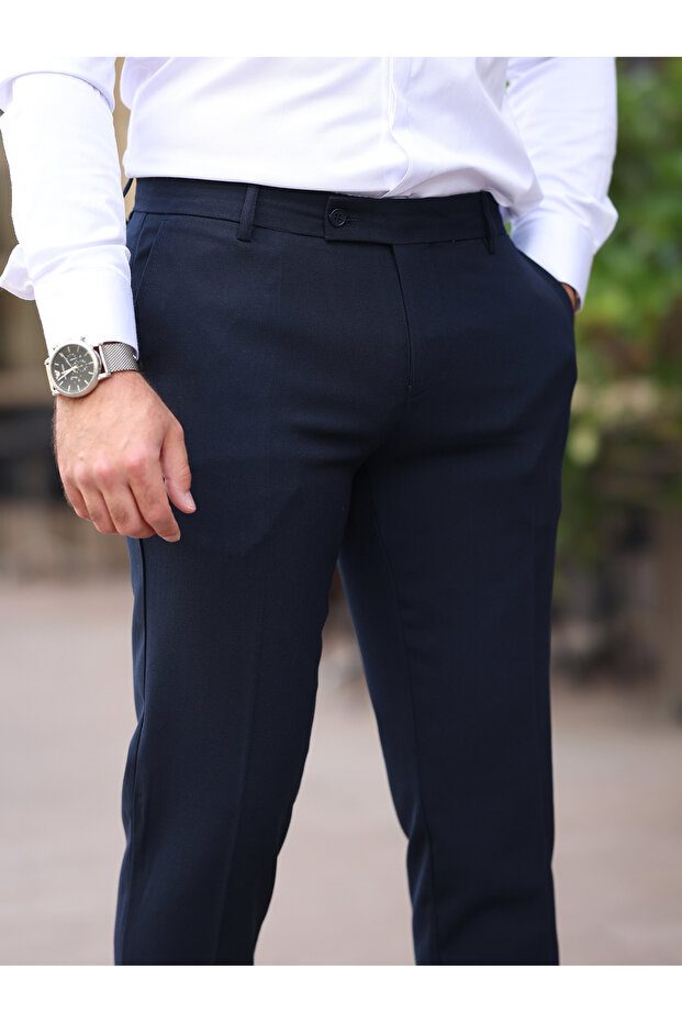 Easy-Iron Stretch Fabric Slim Fit Fabric Trousers