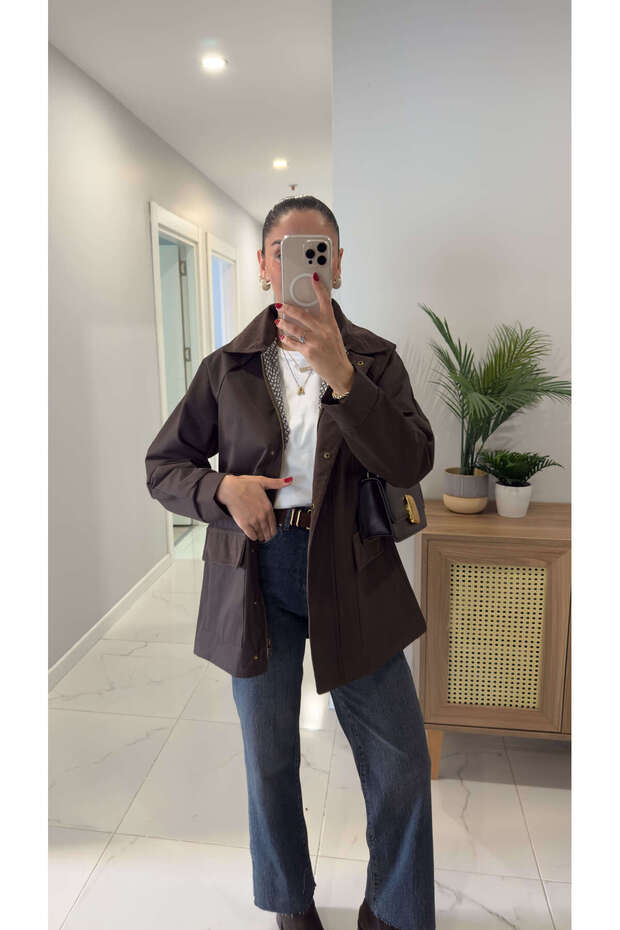 سترة نوسيرا ذات ياقة مخملية بنية اللون - 3