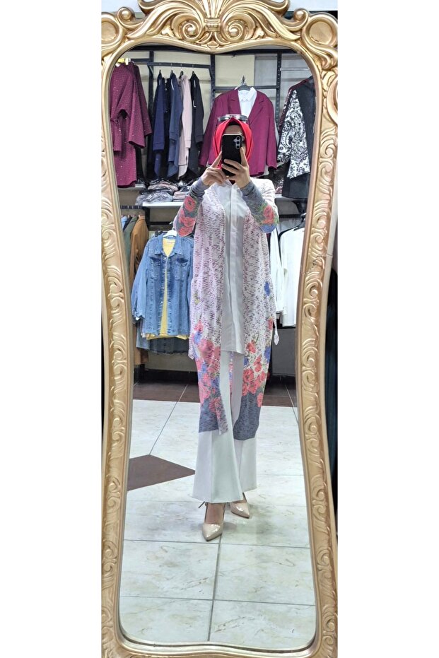 Desenli triko hırka - 2