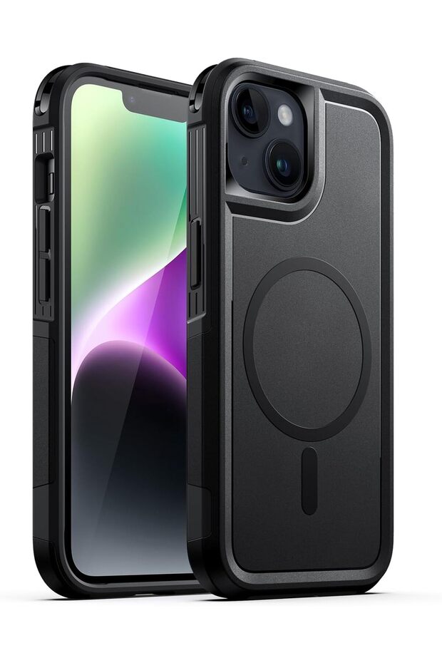 Heavy Duty MagSafe Case for iPhone 14 (6.1") - Dual-Layer Shockproof, Black