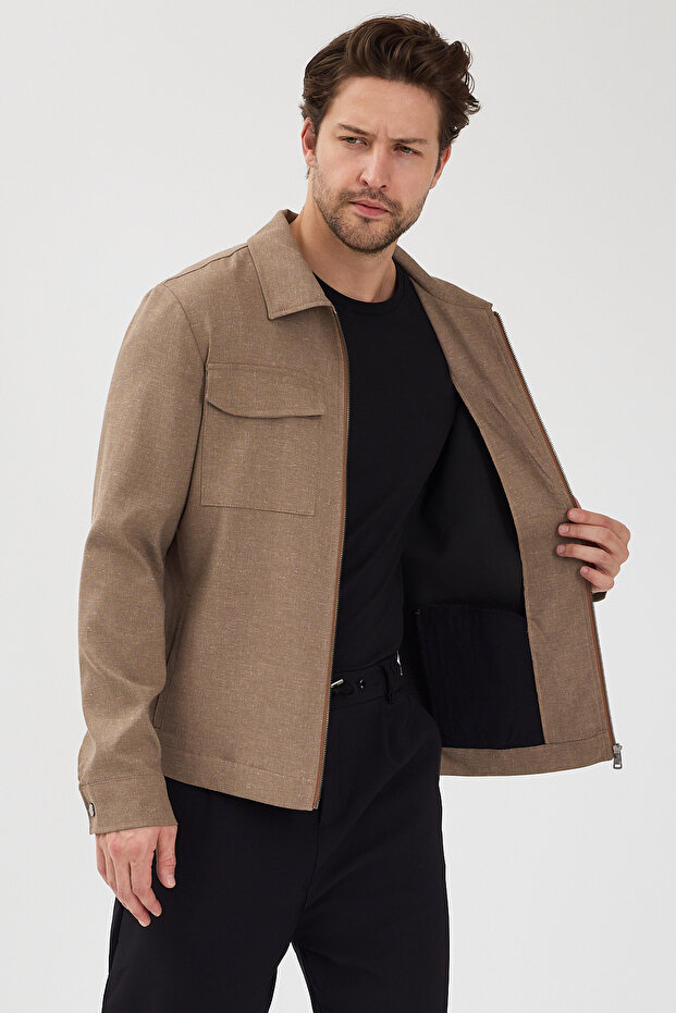 سترة خارجية للرجال بقصة عادية وسحاب # 9930 - 3