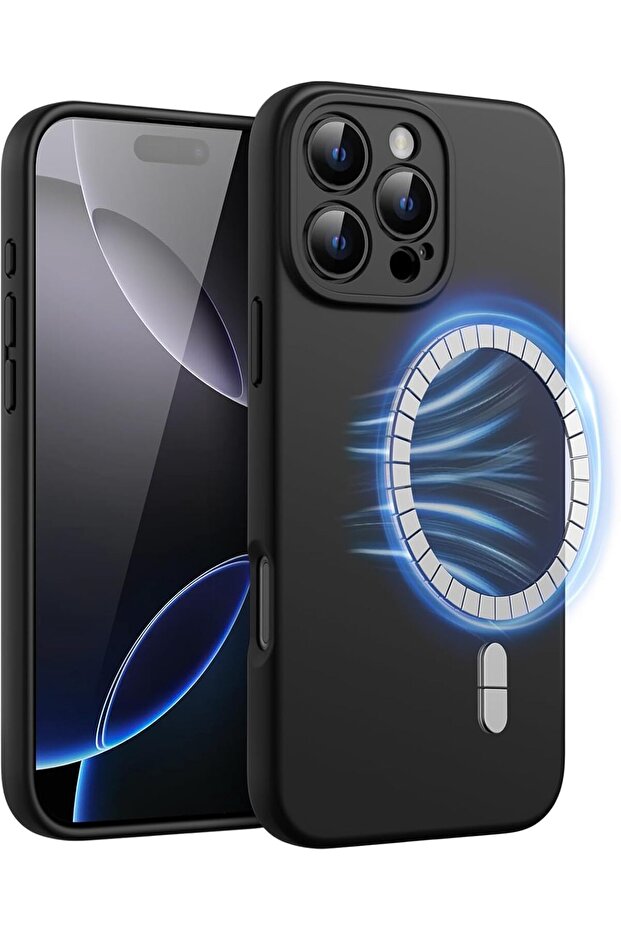Magnetic Silicone Case for iPhone 16 Pro Max (6.9-inch) - MagSafe Compatible, Black