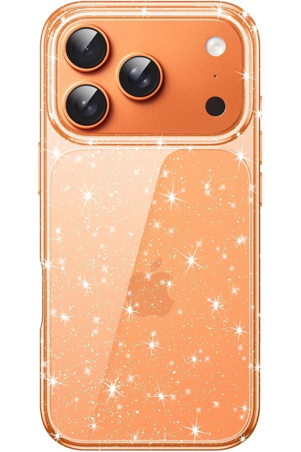 Glitter Case for iPhone 17 Pro Max 6.9-Inch, Sparkle Shockproof Bumper Cover (Orange)