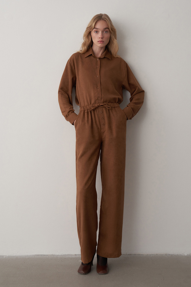 Taba Süet Oversize Gömlek - 5