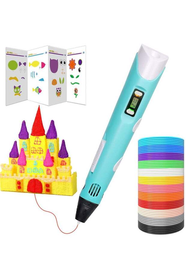 3D Printer Pen Set with 3 Colours 1.75mm PLA Filament, 3m Each
