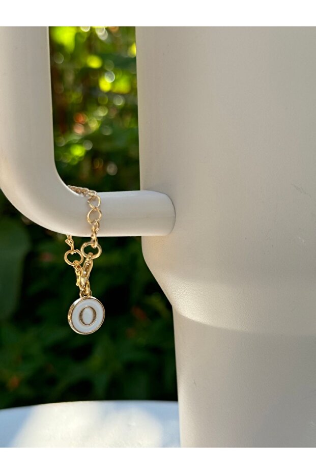 White Thermos Compatible Accessory with Letter O/Letter O Thermos Charm/Letter Thermos Ornament