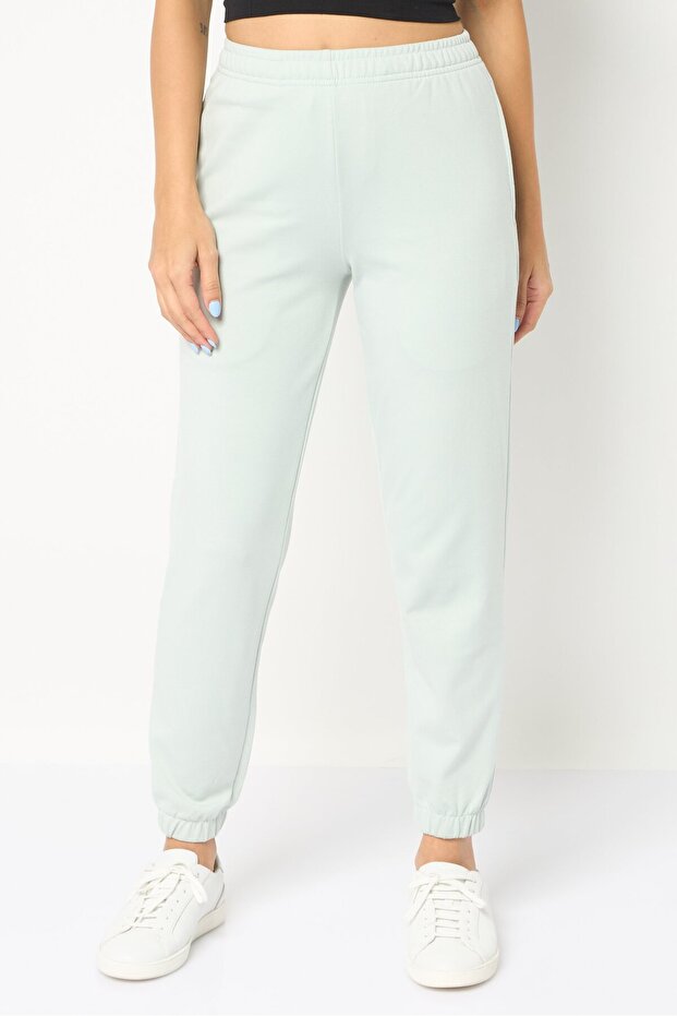 Women Regular Fit Solid Jogger Pants, Mint - 1