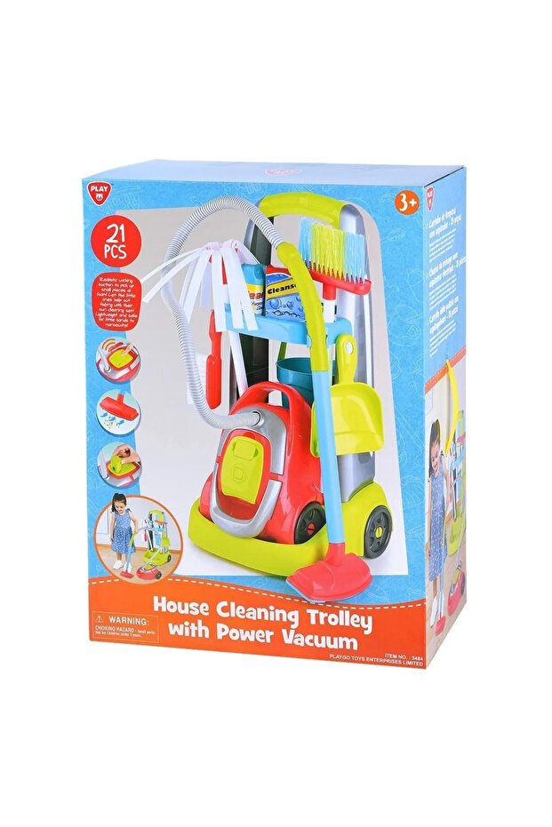 HOUSE CLEANING TROLLEY WITH POWER VACUUM B/O - 21 PCS