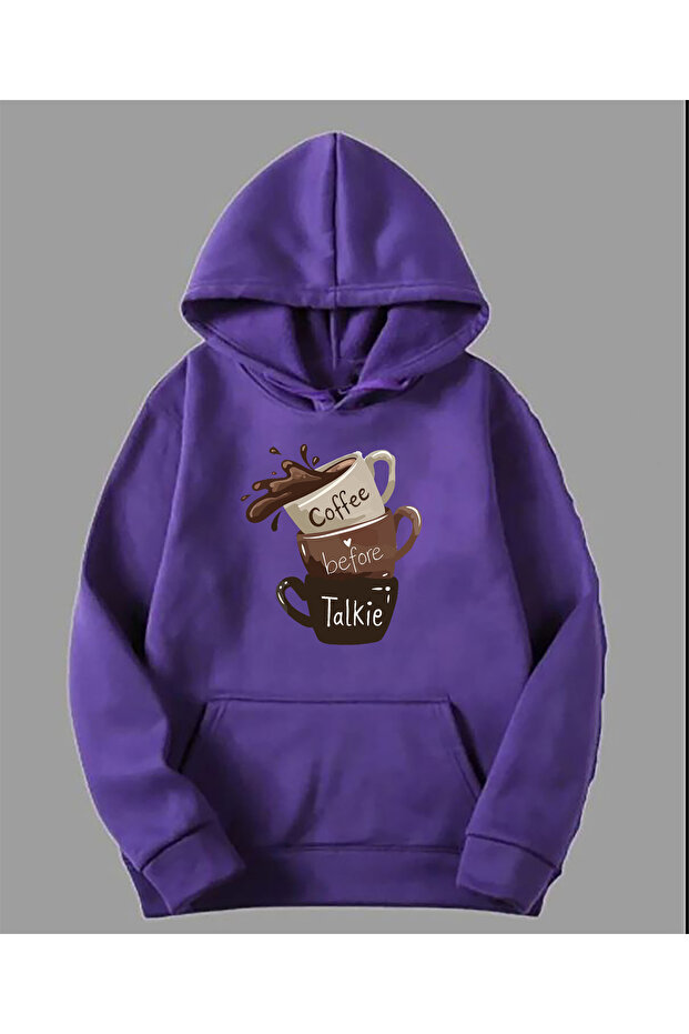 Hooded Sweatshirt with Coffee Print Detail
