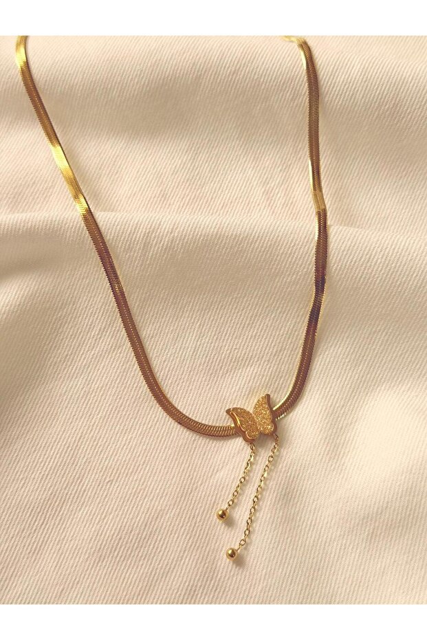 Butterfly Steel Necklace - Gold