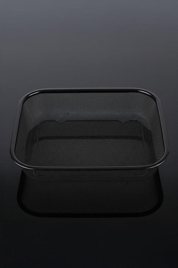 Modern Black Metal Strainer | Multi-Purpose Rectangular Wire Vegetable and Fruit Washing and Serving Basket 34X24 cm
