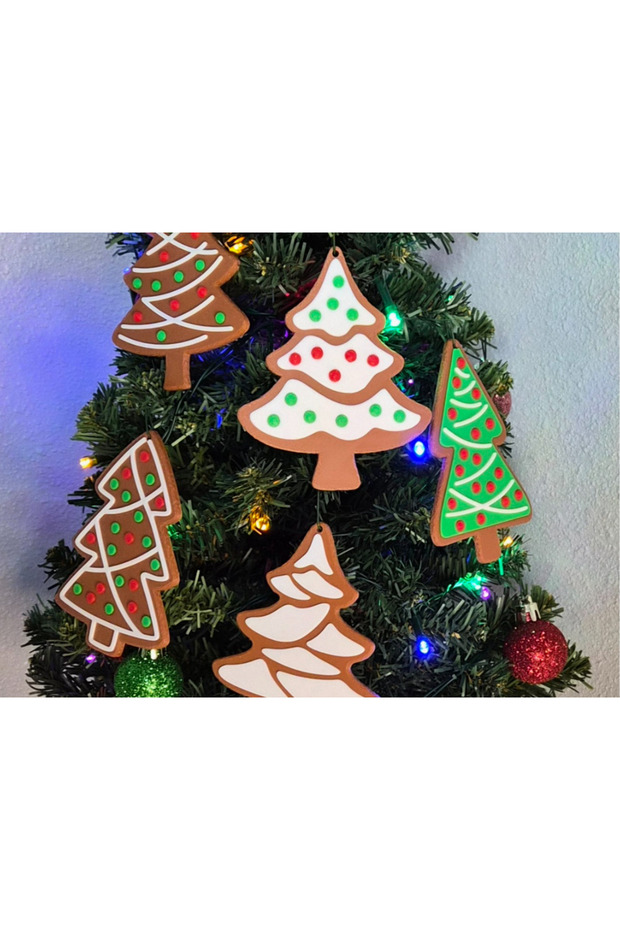 5-Piece Gingerbread Tree Christmas Ornaments