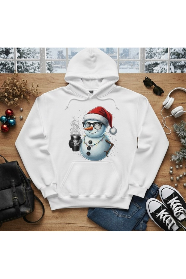Unisex Oversized Long Sleeve Merry Christmas New Year Printed Hoodie