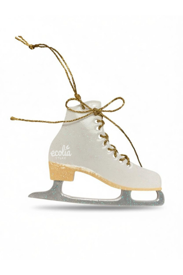 Glittery White Ice Skating Christmas Tree Ornament - New Year Ornament