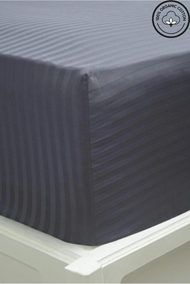 Calmiaseries Single Striped Satin Fitted Sheet Set - Soft, Shiny, Non-Slip Premium Fabric