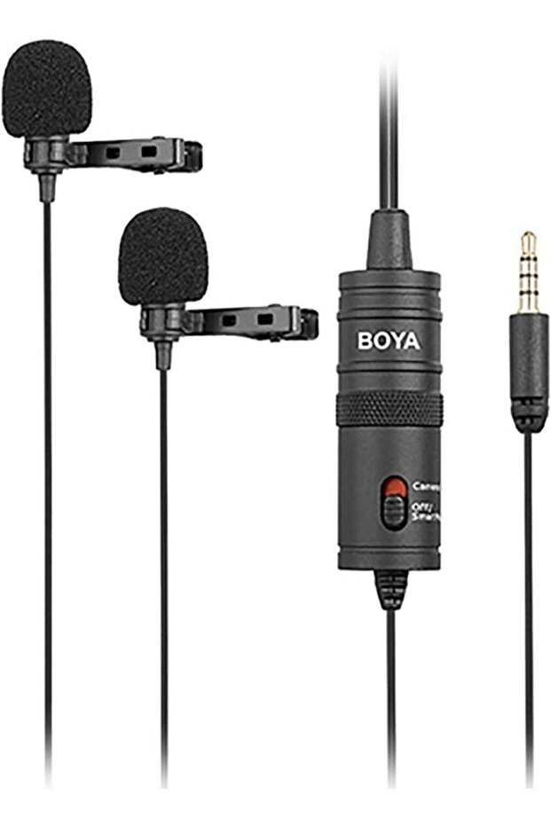 BY-M1DM 2-Person Dual Omnidirectional Lavalier Microphone - Black
