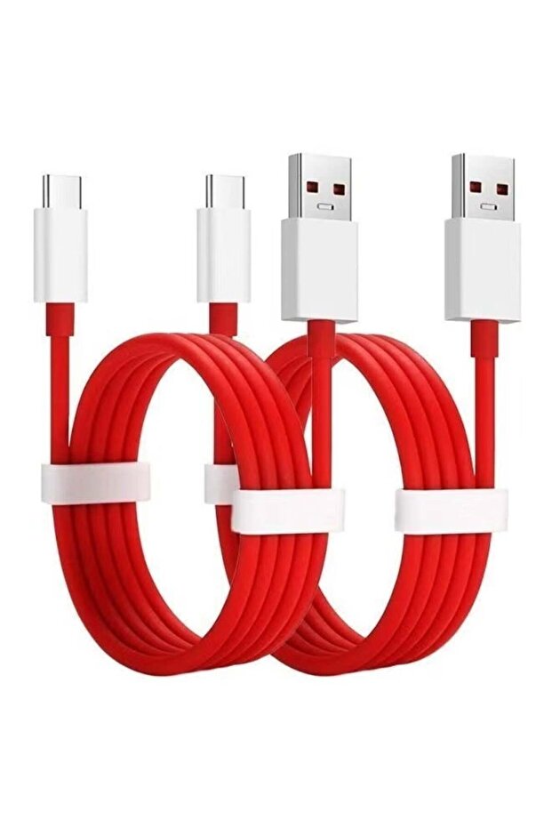 2-Pack USB-C Cable for OnePlus (1m) – Red/White, Fast Charging & Data Sync
