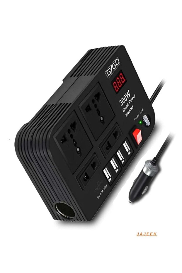 300W Car Power Inverter DC 12V to 220V AC, Pure Sine Wave, LED Display