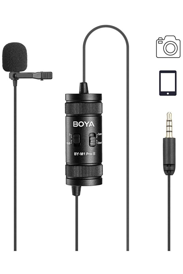 by-M1 Pro II Lavalier Microphone - Noise Cancelling, Omnidirectional, Monitoring Port