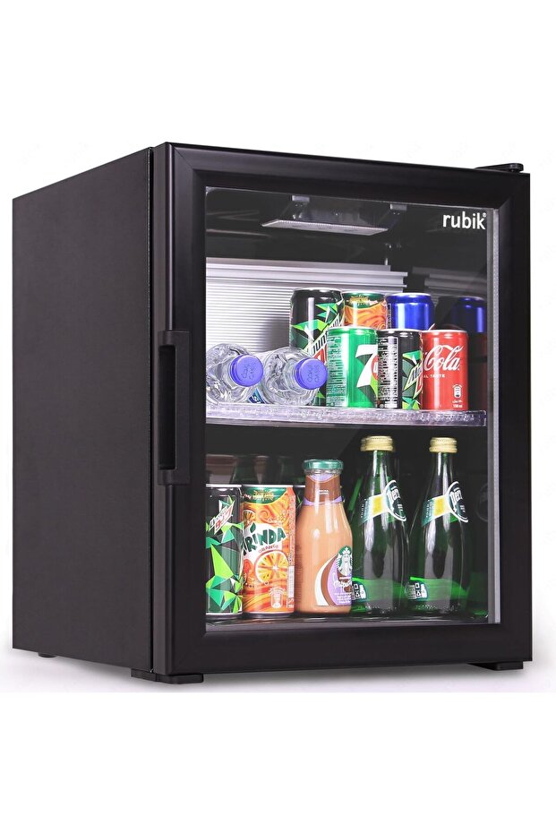 40L Glass Door Beverage Cooler Absorption System Minibar Fridge for Bedroom, No Noise, RMB-40A