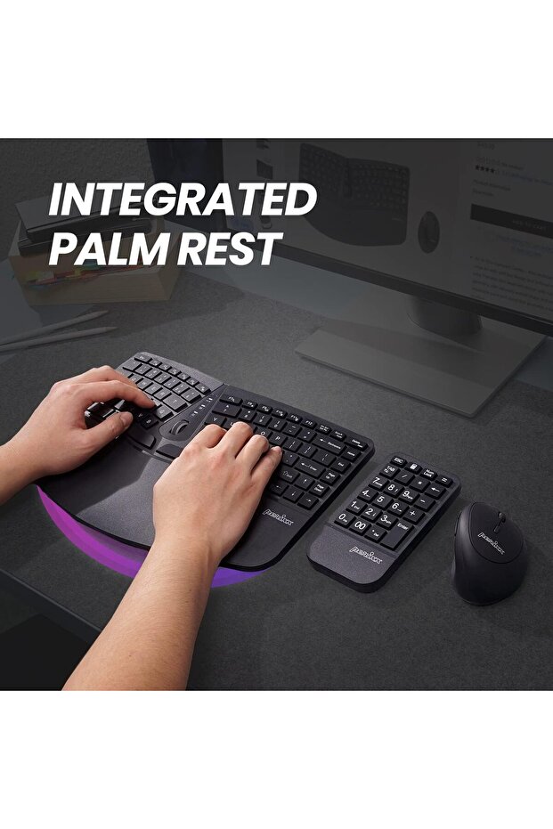 PERIDUO-606A 3-in-1 Wireless Compact Ergonomic Keyboard with Vertical Mouse & Numeric Keypad - 5