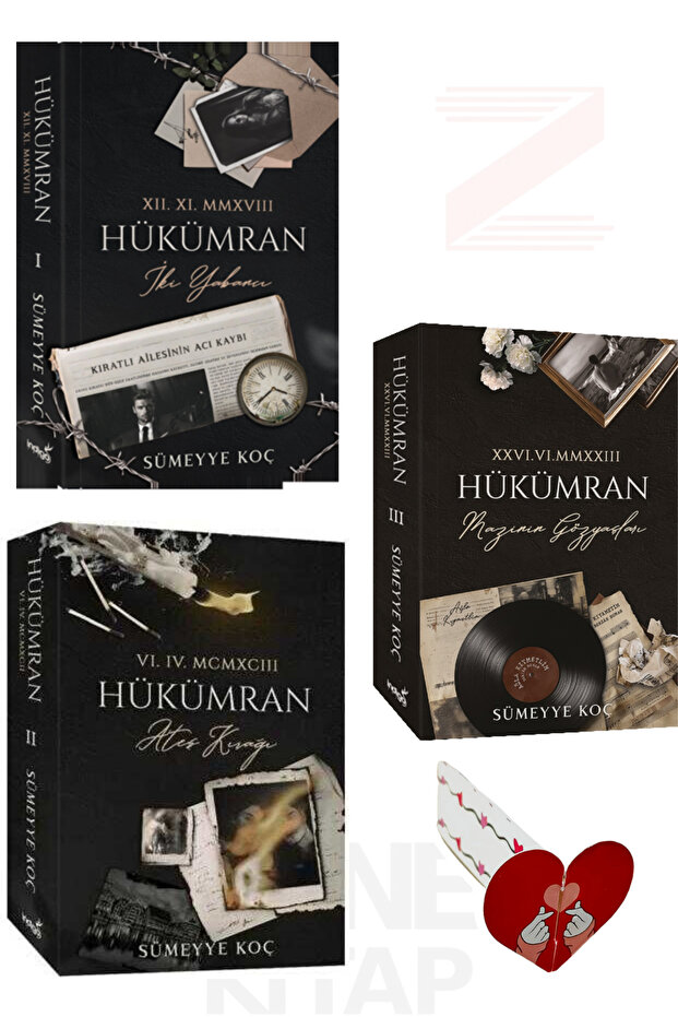 Hükümran 3 Kitap Set (Cardboard Cover) Special Design Heart Bookmark Gift