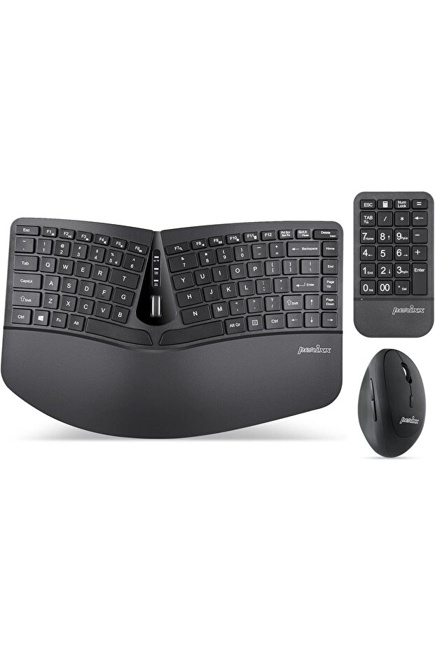 PERIDUO-606A 3-in-1 Wireless Compact Ergonomic Keyboard with Vertical Mouse & Numeric Keypad - 1