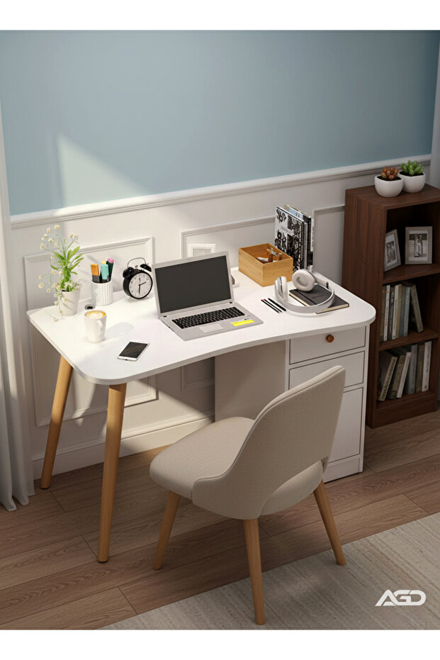 Modern Multi-Functional Home Desk for Computer, Gaming, Writing and Studying, White - 2