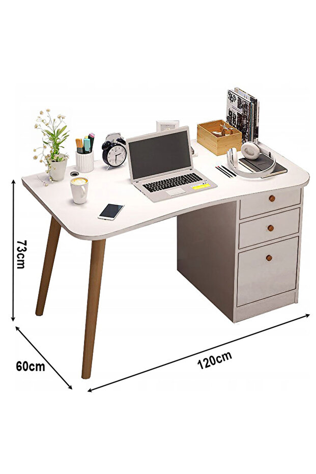 Modern Multi-Functional Home Desk for Computer, Gaming, Writing and Studying, White - 7