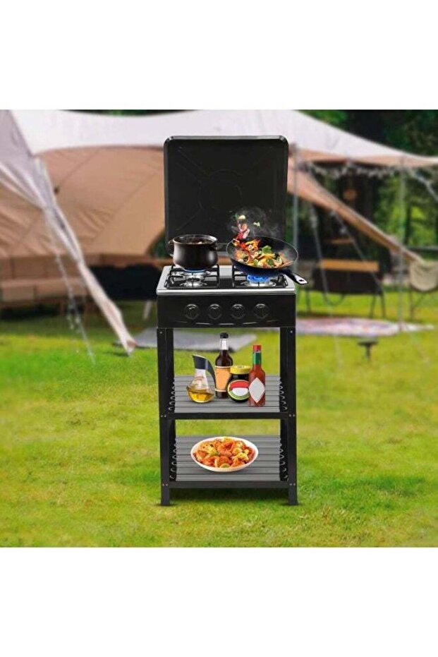 Smokeless Gas Cooking Stove - 4 Burner Outdoor Propane Stove