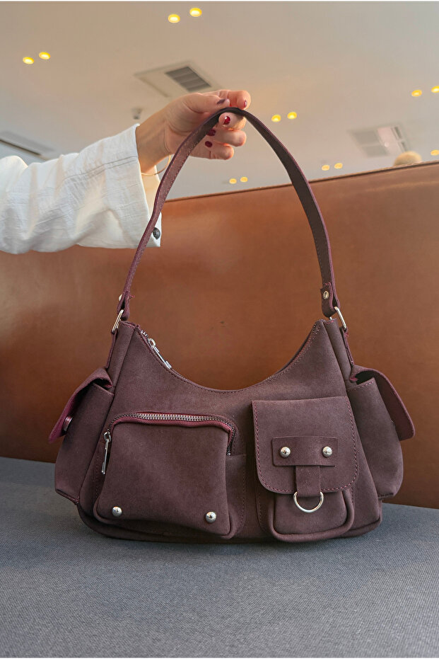 Women's Hand and Shoulder Bag Claret Red