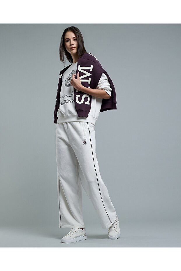 Embroidery Detail Sweatpants With Elastic Waist