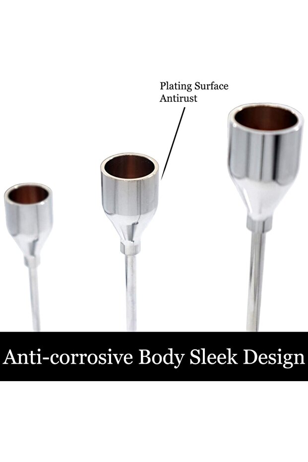 3-Piece Silver Metal Candlestick Holders for Taper Candles