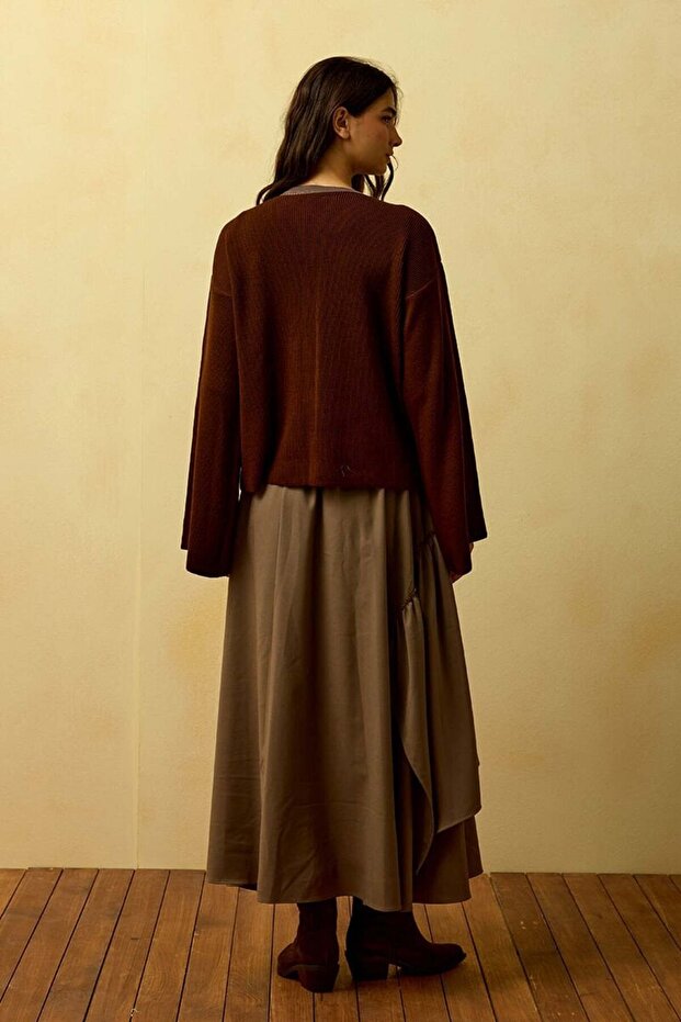 Acı Kahve İspanyol Kol Triko Hırka - 3