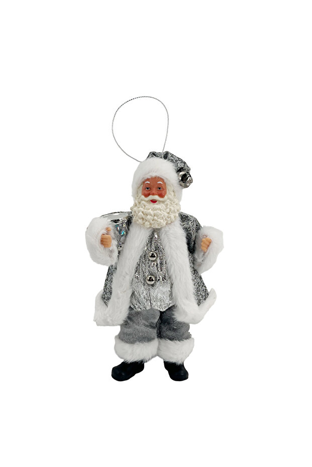 Standing Santa Decoration Silver 18cm