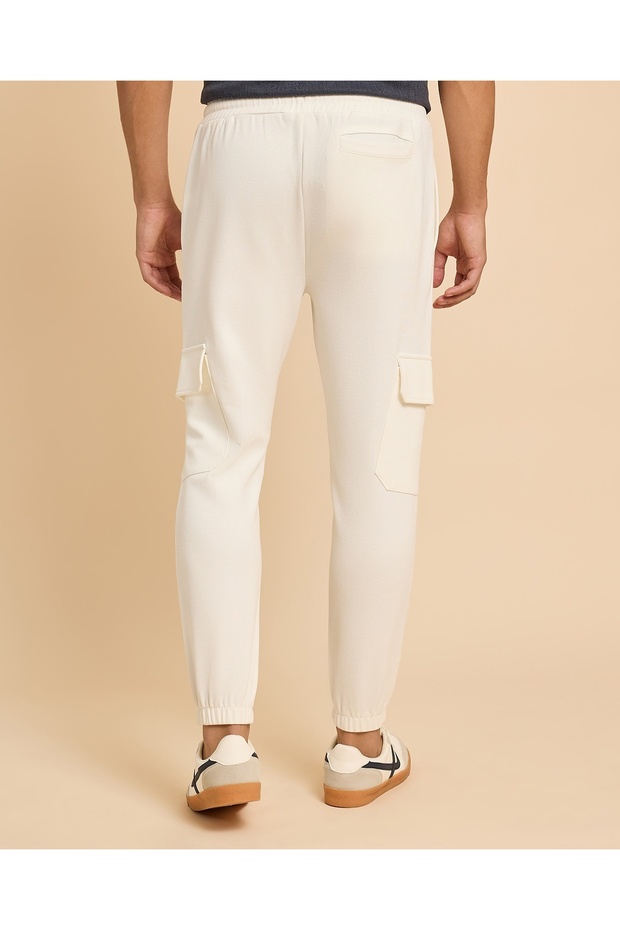 بنطلون رياضي كارجو سادة مع خصر برباط - 4