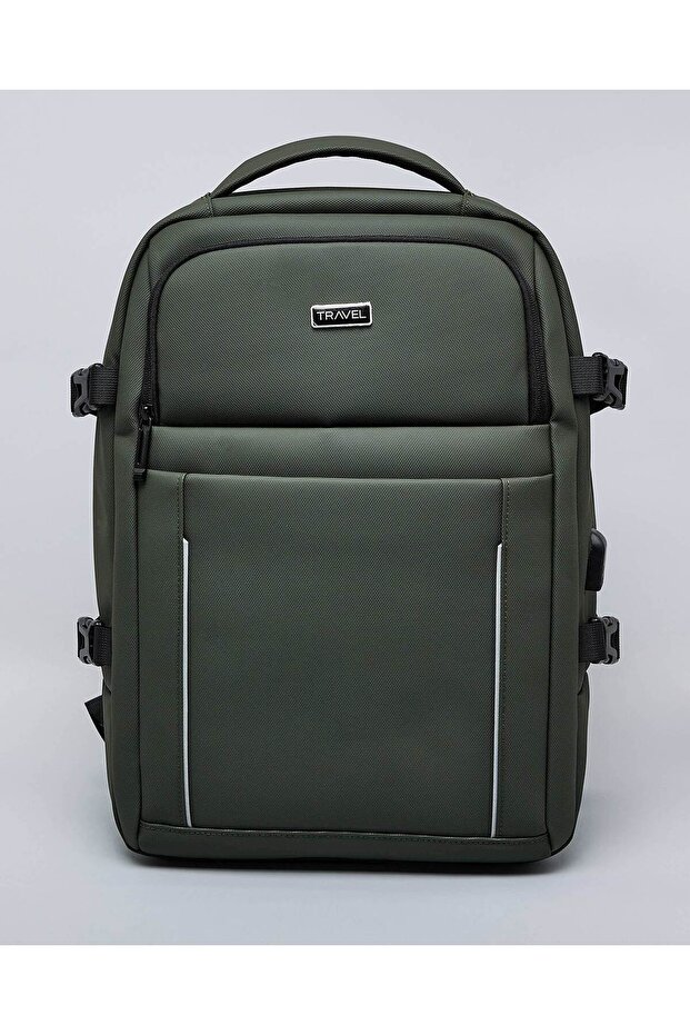 حقيبة ظهر زيتونية للرجال بسحاب دائري - 1