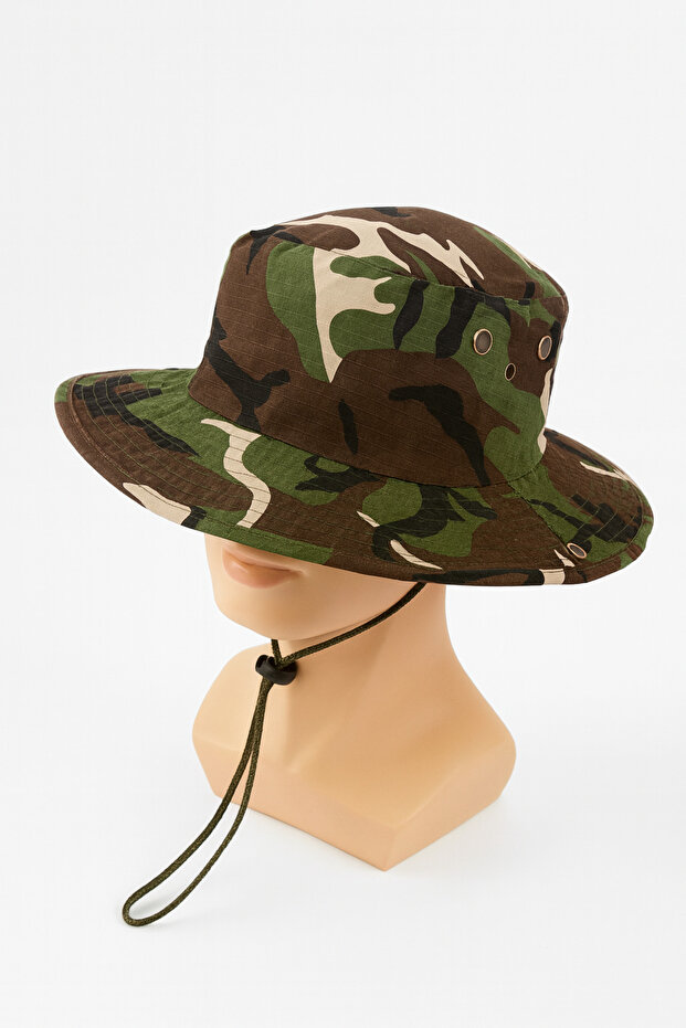 Summer Foldable Wide Brim Camouflage Safari Cowboy Hat Unisex Fedora Bucket Fisherman Hat