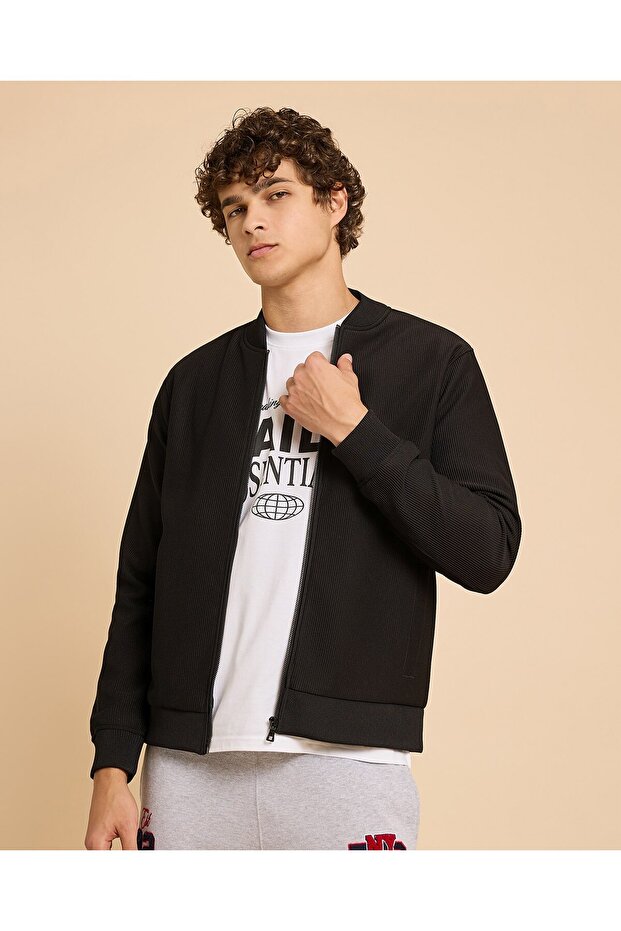 Solid Jacket With Zipper Closure - 2