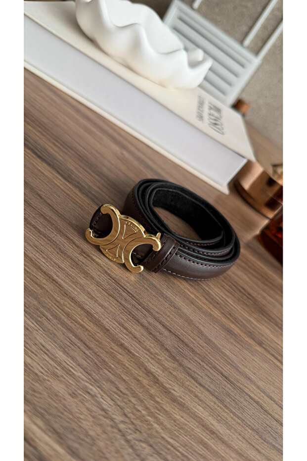 Original Leather Women's Belt with Buckle, Brown