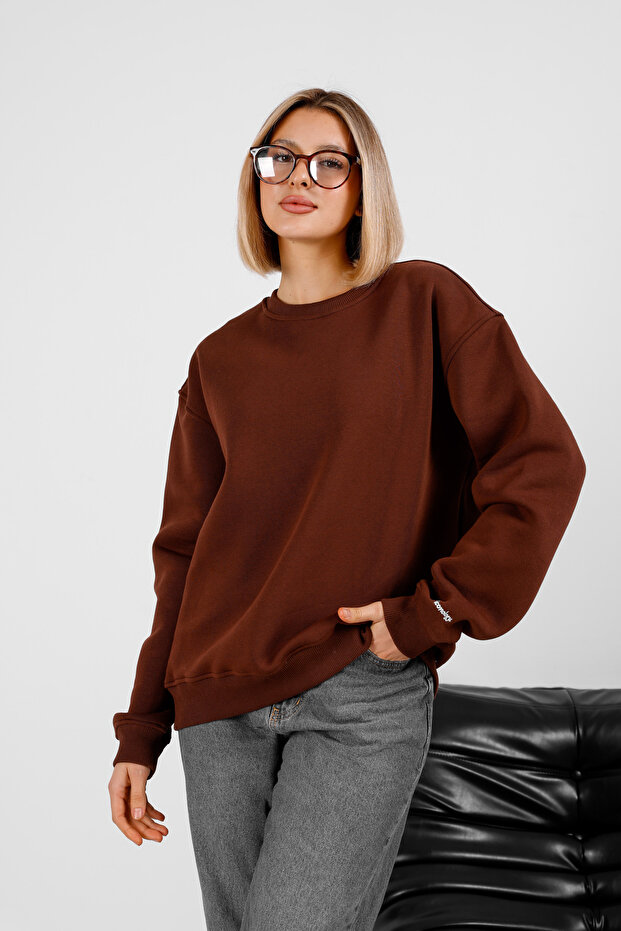 Basic Oversize Kadın Sweatshirt - 1